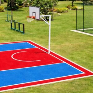 Basketball Column Mounted In-Ground with Overhang